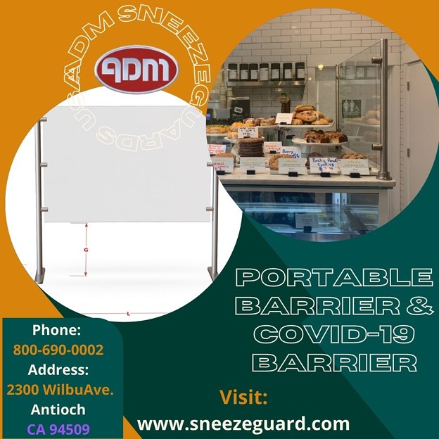 Sneeze guard clear portable protection barrier | ADM Sneezeguards