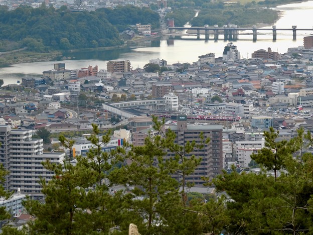 日本ラインうぬまの森：展望塔広場から見た景色 - 44（鵜沼駅と新鵜沼駅）