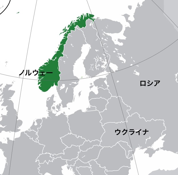 ノルウェーとロシア・ウクライナの位置を示した地図