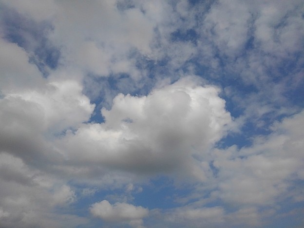 入道雲と鱗雲が混じる空（8月7日）