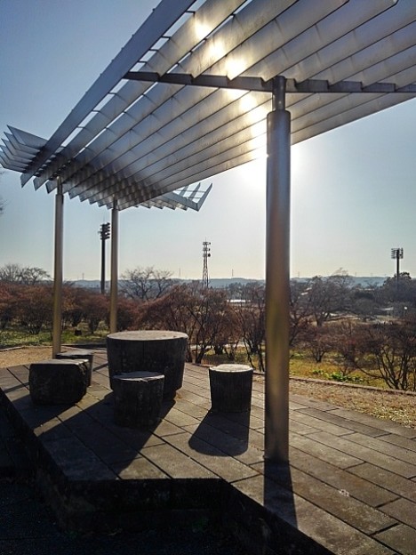 長峰公園の屋根が格好良い休憩所（12月10日）