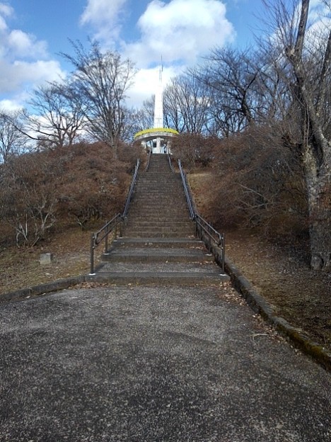 長峰公園の丘の手摺りのあるの上り階段（1月1日）