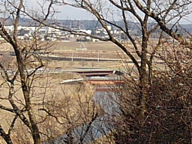 川崎城跡公園の丘の上から見えた川（2月23日）