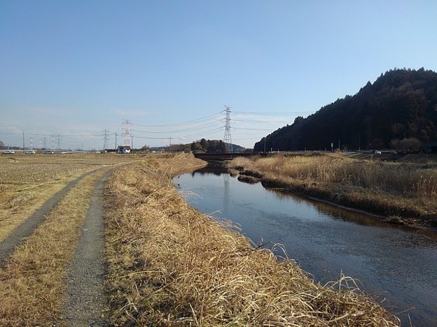 川崎城跡公園の近くを流れる川（2月23日）