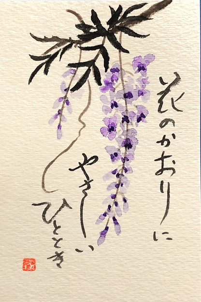 絵手紙「フジの花」 by ふうさん