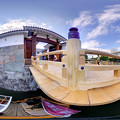 Photos: 駿府城 東御門橋と遊覧船「葵舟」 360度パノラマ写真