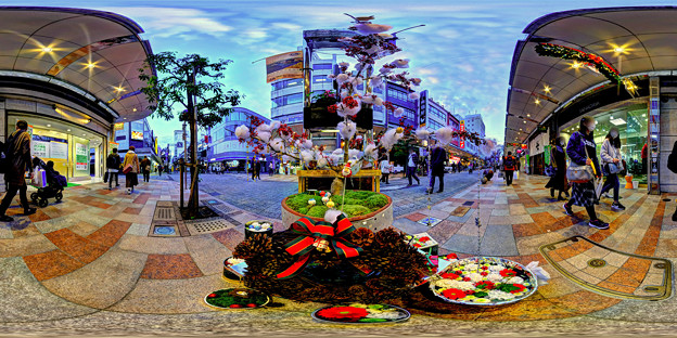 呉服町商店街　街中のクリスマス装飾 　360度パノラマ写真