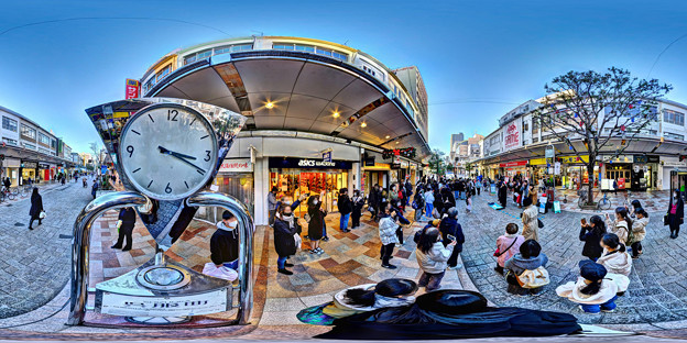 アカペラコーラスによる路上ライブ、呉服町商店街　( 静岡市葵区 )　360度パノラマ写真
