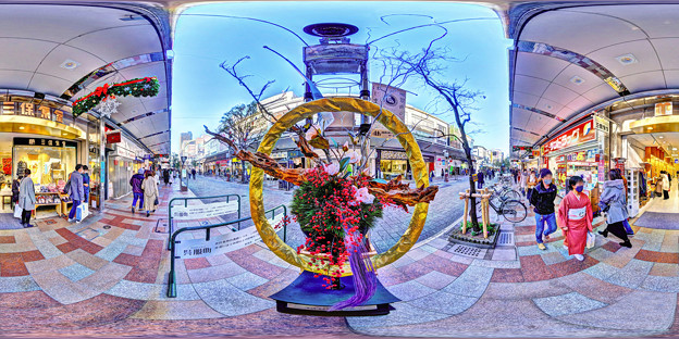呉服町商店街　正月の装飾　360度パノラマ写真