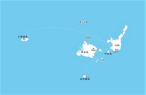 与那国島、石垣島の地図