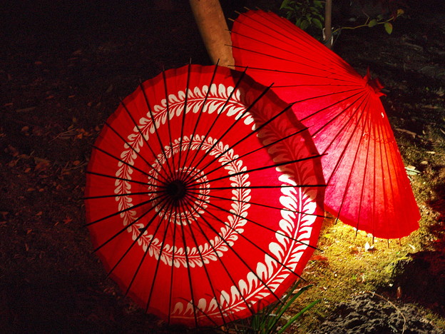 和傘に灯る明かり