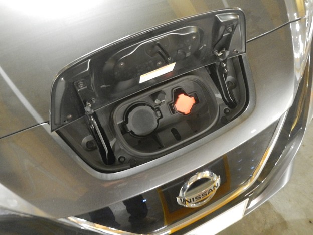 Nissan Leaf charging ports on the front of car