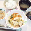 Photos: １２月３日夕食(いかとにんにくの芽炒め) #病院食