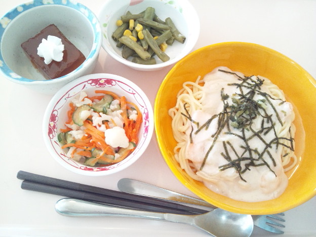 １月１８日昼食(明太クリームパスタ) #病院食