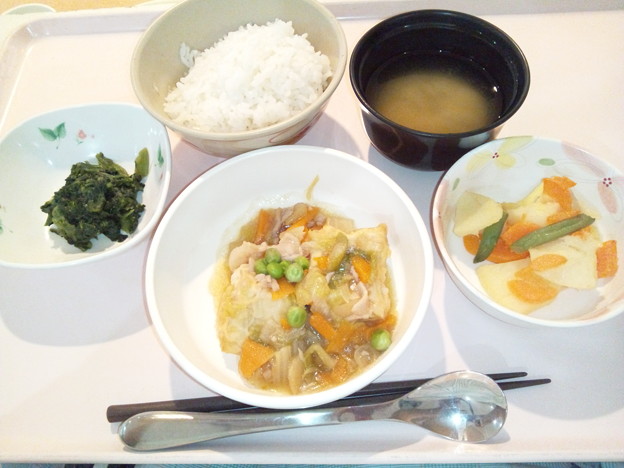 ７月３日夕食(揚げ出し豆腐野菜あん) #病院食