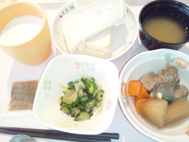 ７月４日朝食(つみれの生姜煮) #病院食