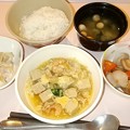 Photos: １１月２日夕食(高野豆腐とエビの玉子とじ) #病院食