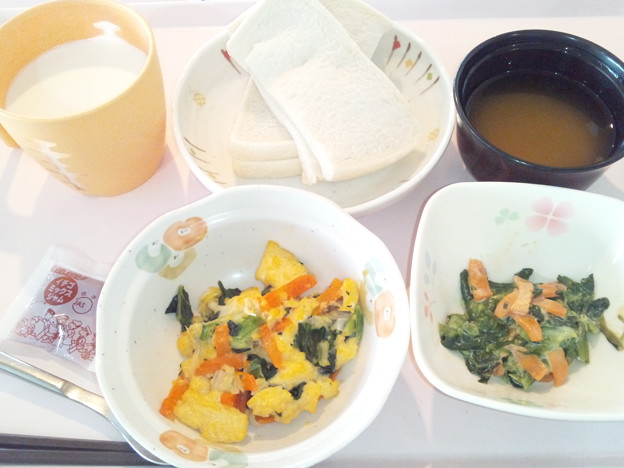 １１月７日朝食(葱と玉子の炒め物) #病院食