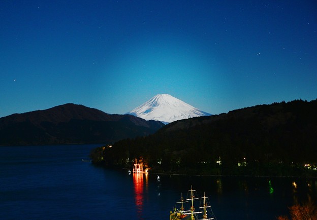 月夜の晩に富士を撮る