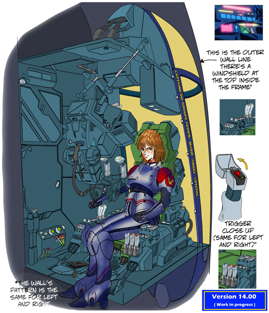 写真: (第14版) マリー・アンジェル・クリスタル （「新井 豊」画風 ）と  可変戦闘機 VFH-10 オーロラン Block- 1.5 操縦区画