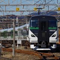 写真: 館山駅電留線から出庫するE257系5000番代
