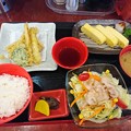 健康定食タケノコの天ぷら だし巻き玉子 豚サラダ