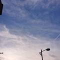 写真: 飛行機雲と飛行機