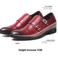 7 CM/ 2.76 Inches-Elevator Shoes Men’s Cap-Toe Monk Strap Loafer Taller Shoes For Man