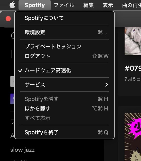 写真: Spotify公式アプリ：ハードウェアの高速化（ハードウェアアクセラレーション）の設定 - 1