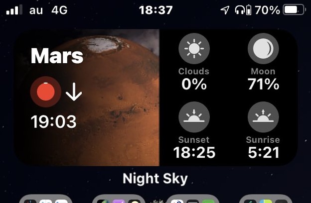 写真: Night Skyのホーム画面ウィジェット - 2：火星の入り