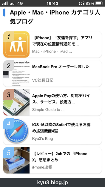 写真: ライブドアブログの「Apple・Mac・iPhone カテゴリー人気ブログ」ランキング4位に！ - 1