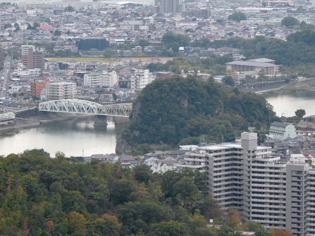 写真: 日本ラインうぬまの森：展望塔広場から見た景色 - 34（犬山橋と鵜沼城跡）