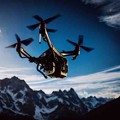 写真: AIピカソで生成した画像「山脈の上を飛ぶドローン」