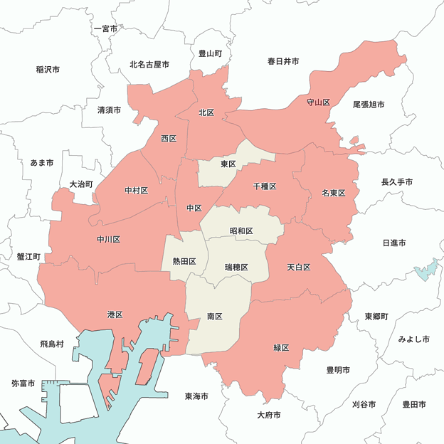 名古屋市のキツネ生息地を記した地図 その1