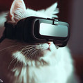 写真: VRゴーグルを付けてる白猫 - 6