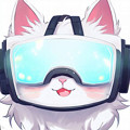 アニメ調：VRゴーグルを付けてる白猫 - 1
