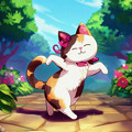 写真: アニメ調：踊る猫 - 4