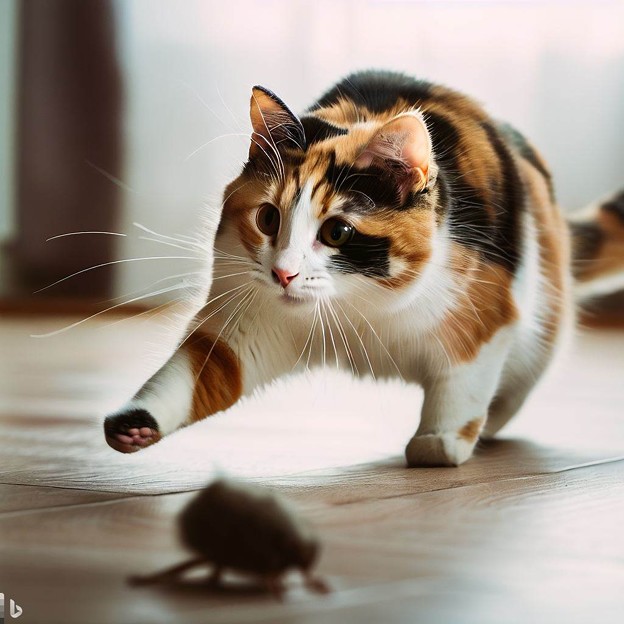 ネズミを追いかける猫 - 3