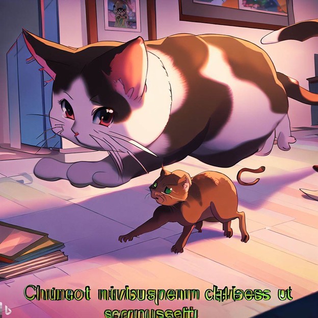 アニメ調：ネズミを追いかける猫 - 3