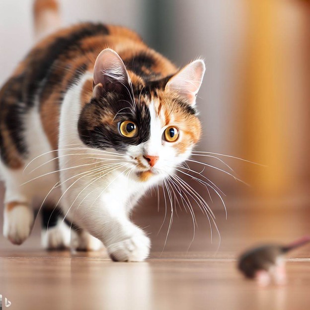 写真: ネズミを追いかける猫 - 1