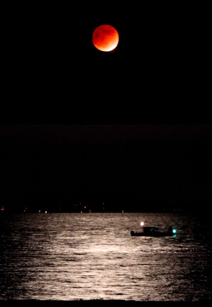 写真: 2021-11-19河芸皆既月食夕景