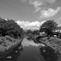 写真: 川の景色・モノクロ（8月1日）