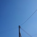 電柱の上の雲ひとつない空（3月4日）
