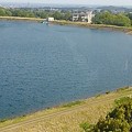 写真: 高所から見えた那須野が原公園の近くの溜め池（5月5日）