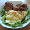 Photos: 鶏の唐揚げとポテトサラダとレタスのサラダ（7月1日）