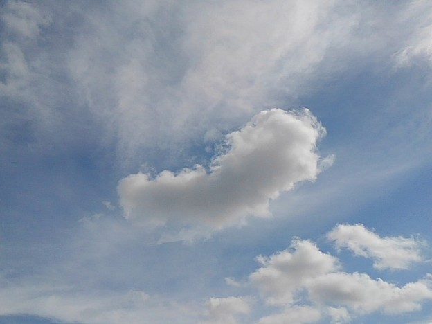 写真: 大きな雲と薄い雲（9月13日）