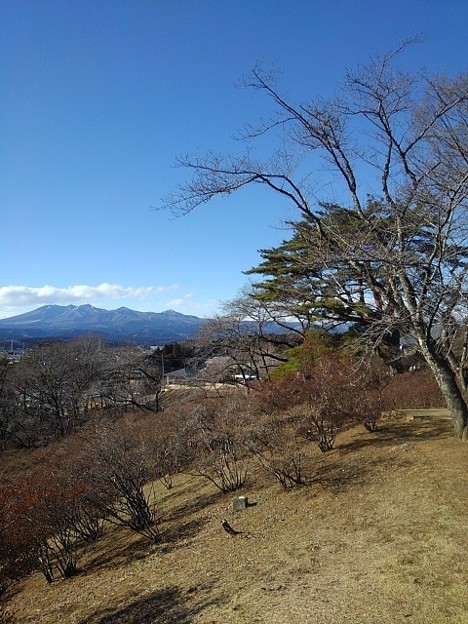 写真: 長峰公園の丘の上から見えた高原山（2月20日）
