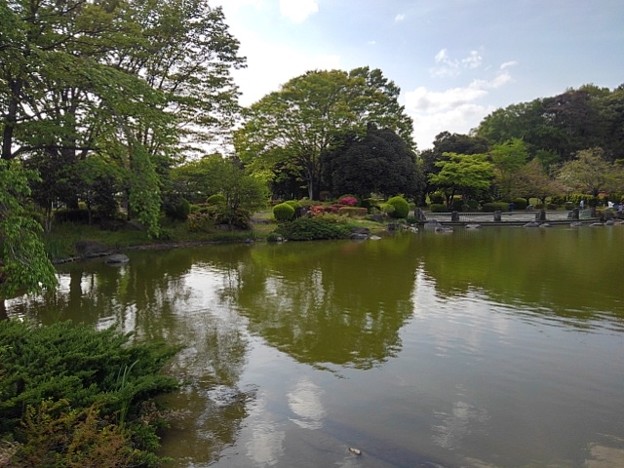 那須野が原公園の空が映る池（4月29日）