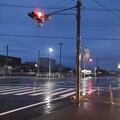 写真: 早朝の雨の信号（12月6日）