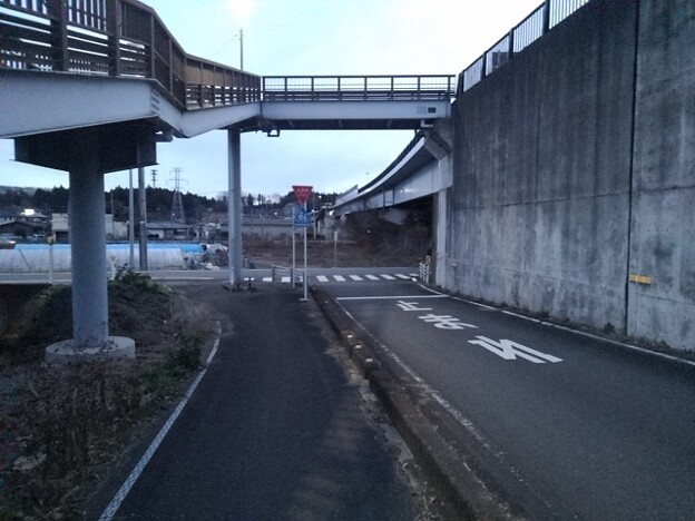 写真: 陸橋の下の道路（12月19日）